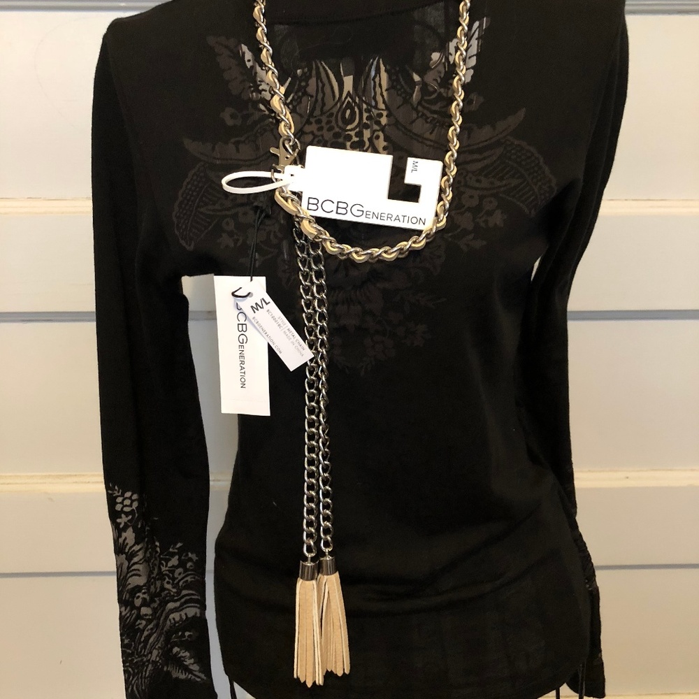 BCBGeneration Sand chain metal tassels M/L belt - Picture 6 of 8